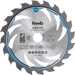 Hoja para sierra circular de corte fino, revestida de carburo de tungsteno 190mm x 20, 30 dientes. KWB