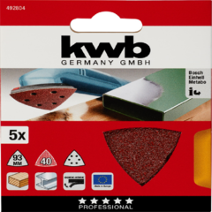 Triángulos abrasivos Quick-stick GR 240, madera y metal, corindón puro, 93 mm KWB - comprar online