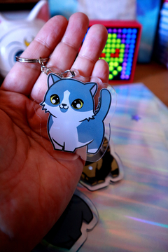Llavero Gatito Blanco y Gris