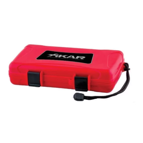 Umidor porta objetos p/5 charutos XIKAR plástico vermelho