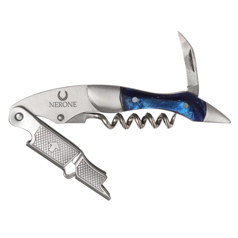 Abridor saca-rolhas Sommelier Pro NERONE aço inox azul