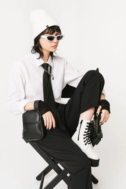 Borcegos Blancos Plataforma Pu - comprar online