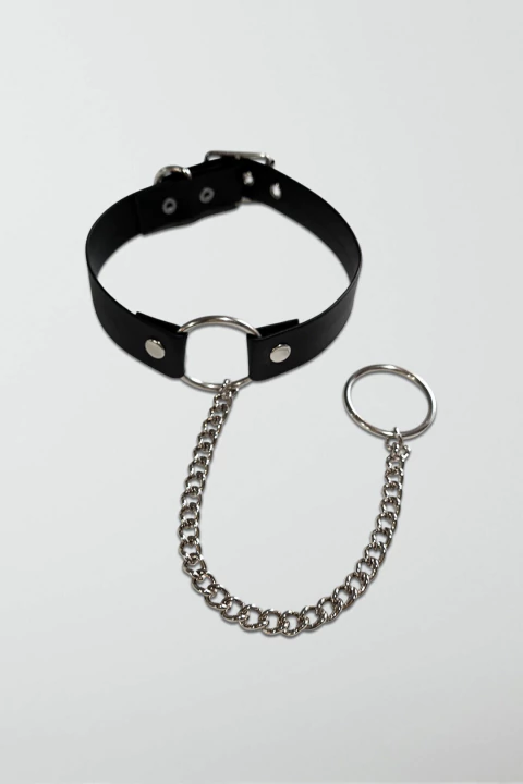 Choker Cadena y Argolla Simil Cuero - comprar online