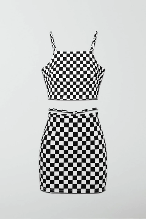 Conjunto Checker Top + Pollera - comprar online
