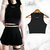 Top Crop Negro Cuello Bebe Dark