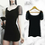 Vestido Crep Mangas Tul Lunares