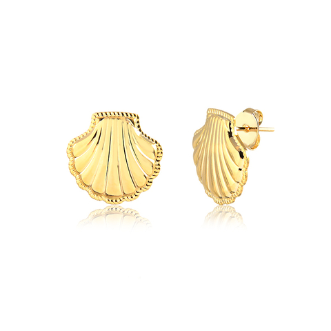 Brinco Concha Banhado a Ouro 18K