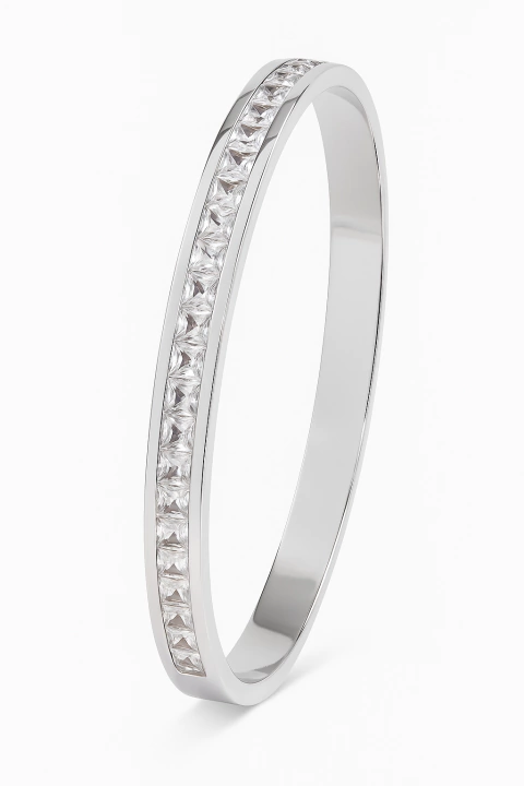 Bracelete Zircônias Quadradas Banho Ródio