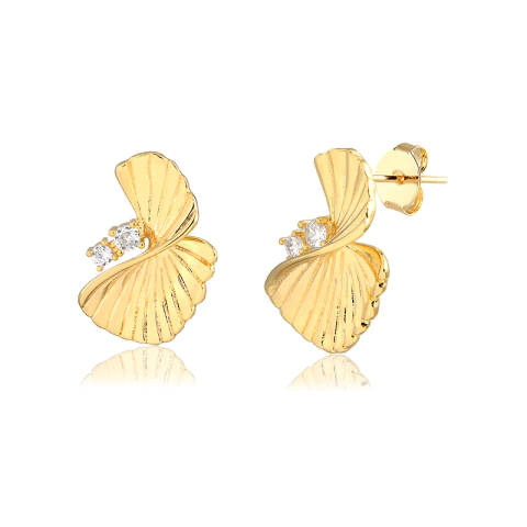 Brinco Leque Banhado a Ouro 18K