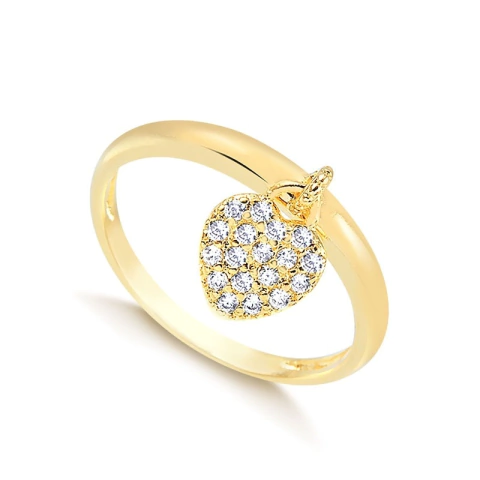 Anel Pingente Coração Banhado a Ouro 18K