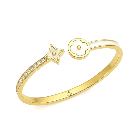 Bracelete Monograma Madrepérola e Zircônias Banhada a Ouro 18k - comprar online