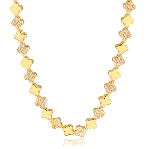 Gargantilha Trevos Banhada a Ouro 18K