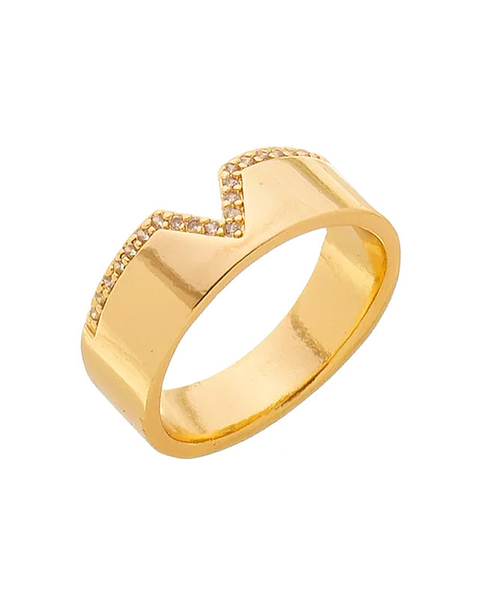 Anel Inspiração V Banhado a Ouro 18K