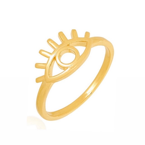Anel Olho Grego Vazado Banhado a Ouro 18K