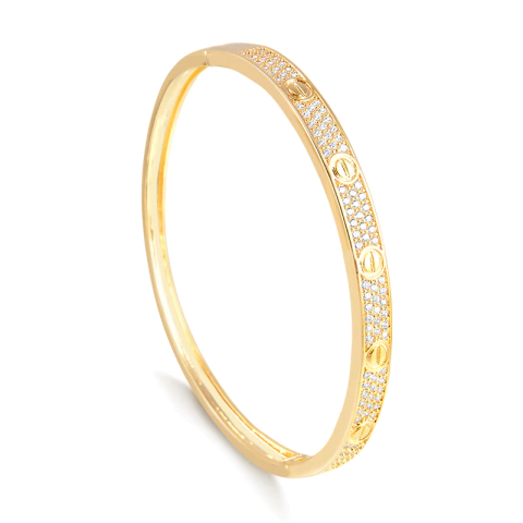 Bracelete Love Cravejado Banhado a Ouro 18K