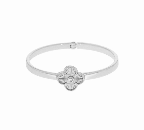 Bracelete Trevo com Zircônia Banho Ródio