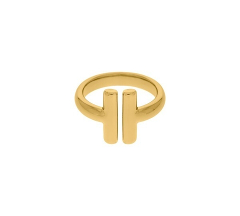 Anel Insp. T Banhado a Ouro 18K