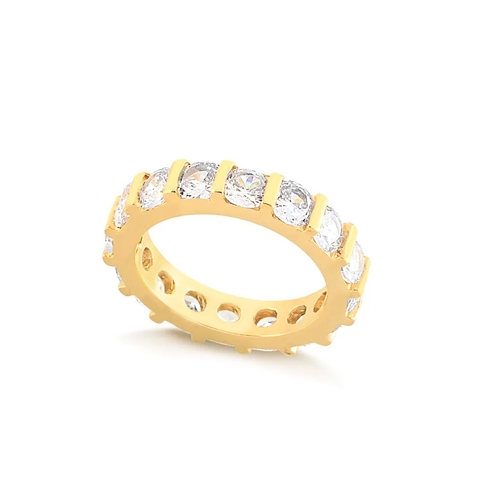Anel Aparador Quadrado Cravejado Banhadado a Ouro 18K