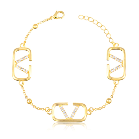 Pulseira V Inspired Banhada a Ouro 18K