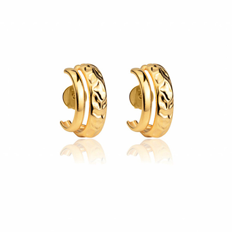 Brinco Ear Hook Orgânico Banhado a Ouro 18K