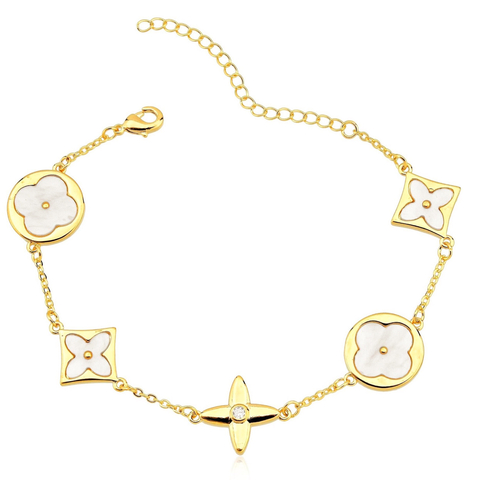 Pulseira LV Madrepérola Banhada a Ouro 18K