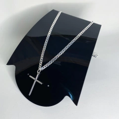 Corrente Grumet 5mm + Crucifixo Palito c/ laço | PRATA 925 na internet