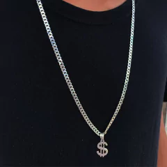 Corrente Grumet 5mm + Ping. Cifrão | PRATA 925 - Souza Joias ® | Desde 2018 | Prata 925/950