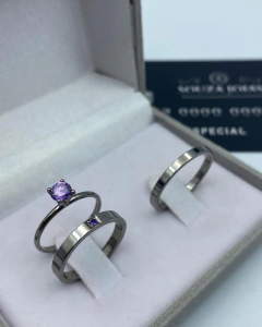 ALIANÇA BLACK & PURPLE (2,5mm) | PRATA 950 - loja online