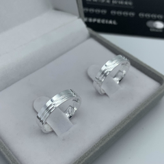 aliança 4mm (lisa c/ 2 canais laterais) | PRATA 950