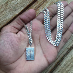 Grumet 5mm + Plaqueta Crucifixo | Prata 925