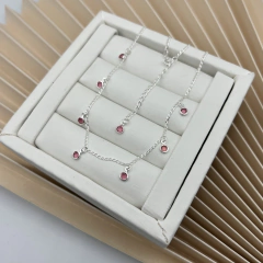 CHOCKER PEDRA GOTA VERMELHA | PRATA 925