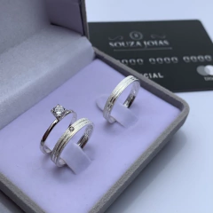 Aliança 3mm (pedra tradicional) | prata 950 [ENVIO FULL]