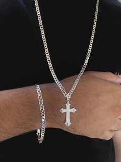 Conjunto Grumet 5mm + Cruz Medieval | PRATA 925