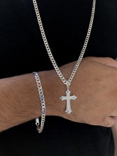 Conjunto Grumet 5mm + Cruz Medieval | PRATA 925 - comprar online