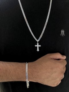 Conjunto Grumet 5mm + Cruz Medieval | PRATA 925 na internet