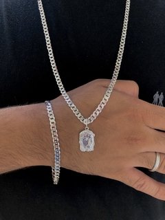 Conjunto Grumet 5mm + Face de Cristo M | PRATA 925