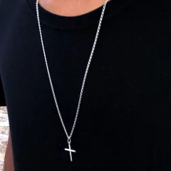 Corrente Elo Aberto 2mm + Pingente de Crucifixo | Prata 925 na internet