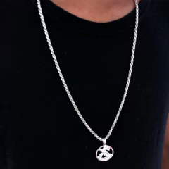 Cordão Baiano 4mm + Ping. São Jorge | PRATA 925 - loja online