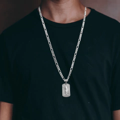 CORRENTE 3x1 6mm + PINGENTE PLAQUETA C/ CRISTO | PRATA 925