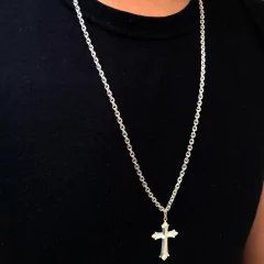 Cartier 4mm + Cruz Medieval | PRATA 925 na internet