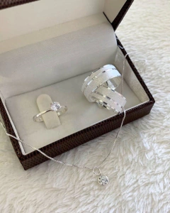 ALIANÇA (8mm) + GARGANTILHA PONTO DE LUZ | PRATA 950