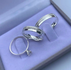 ALIANÇA 4MM (15 PEDRAS ZIRCÔNIA) | PRATA 950 - loja online