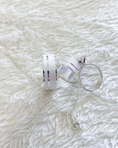 ALIANÇA (8mm) + GARGANTILHA PONTO DE LUZ | PRATA 950 - comprar online