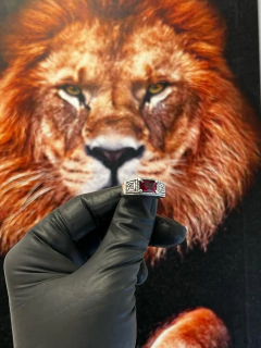 DEDEIRA C/ PEDRA VERMELHA | PRATA 925