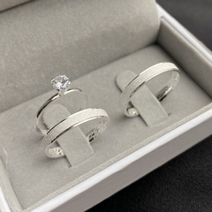 ALIANÇA DIAMANTADA 3MM (CANTO LISO) | PRATA 950 [ENVIO FULL]