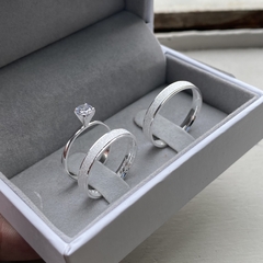 ALIANÇA DIAMANTADA 3MM (CANTO LISO) | PRATA 950 [ENVIO FULL]