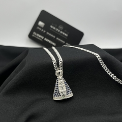 corrente grumet 3,5mm + ping. NSA cravejado 3d | prata 925 - Souza Joias ® | Desde 2018 | Prata 925/950