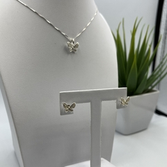 conjunto especial borboleta cravejada (par de brincos + veneziana c/ pingente) | PRATA 925 - Souza Joias ® | Desde 2018 | Prata 925/950