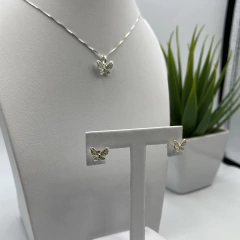 conjunto especial borboleta cravejada (par de brincos + veneziana c/ pingente) | PRATA 925 - Souza Joias ® | Desde 2018 | Prata 925/950
