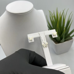 conjunto especial borboleta cravejada (par de brincos + veneziana c/ pingente) | PRATA 925 - comprar online